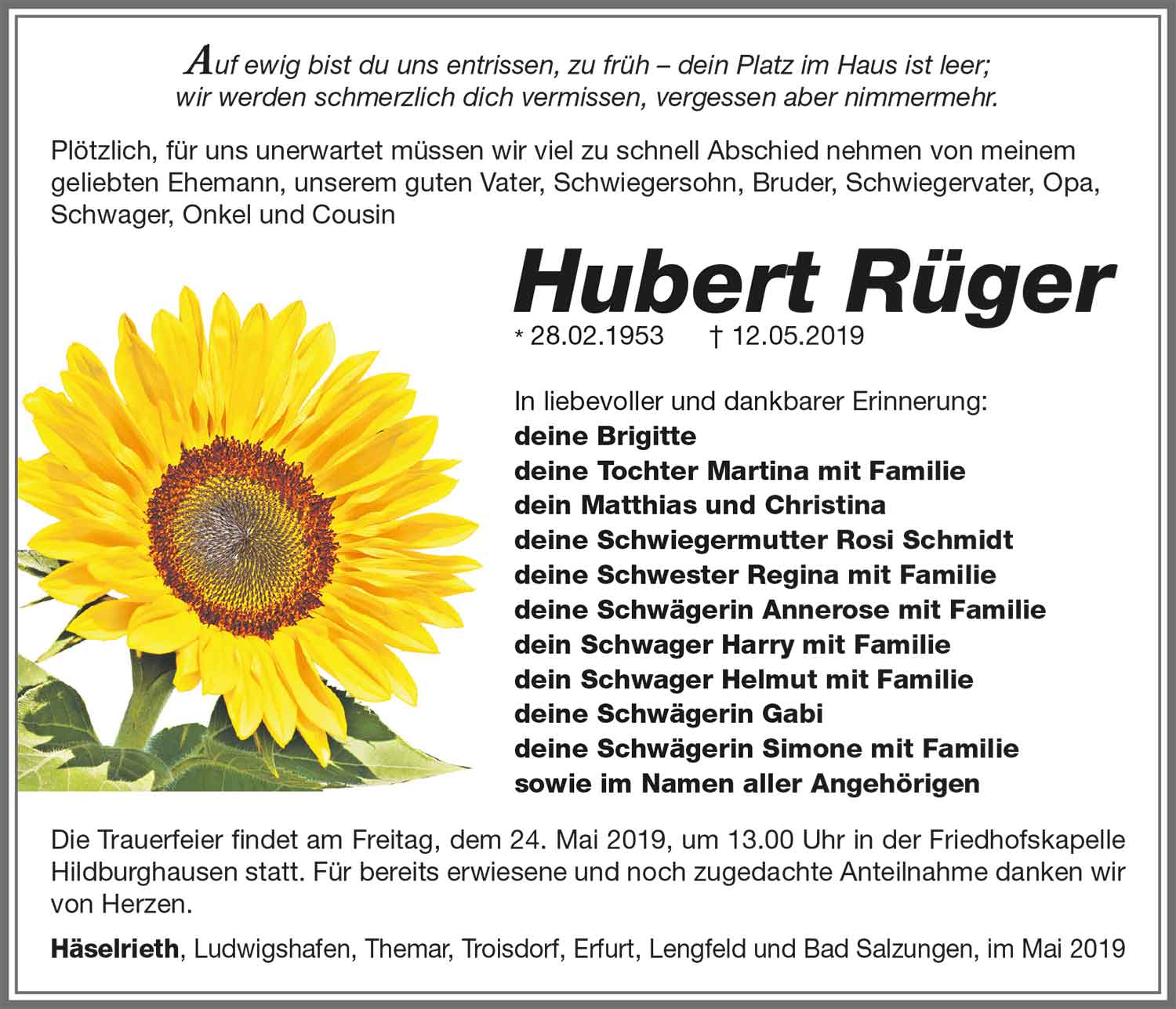 Trauer-Hubert-Rueger