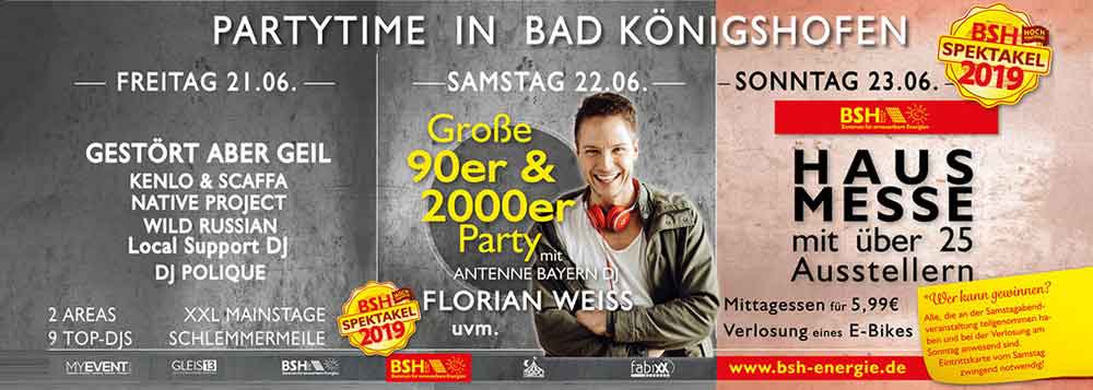 Partytime und BSH Hausmesse vom 21. bis 23. Juni 2019 in Bad Königshofen
