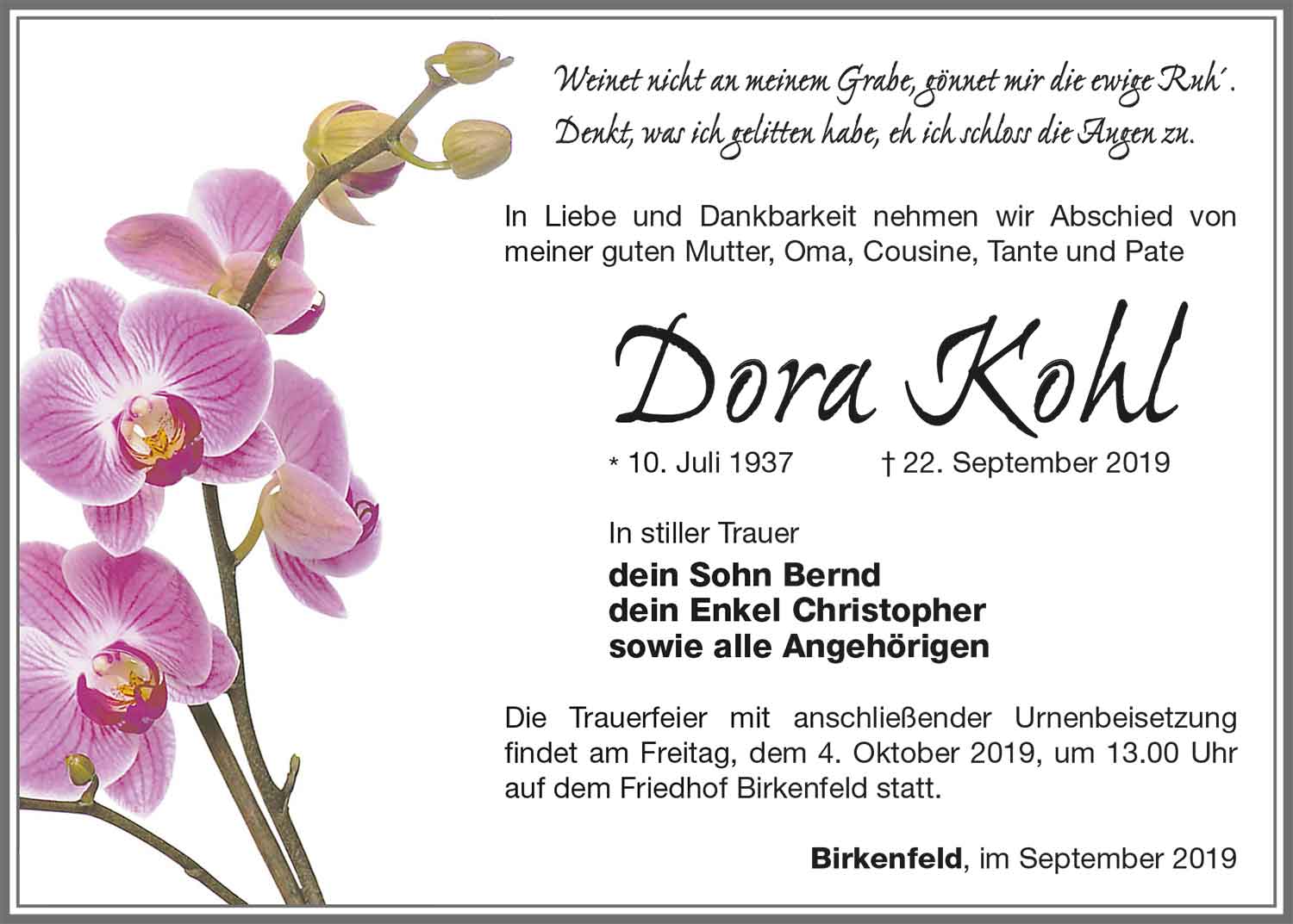 Trauer_Dora_Kohl