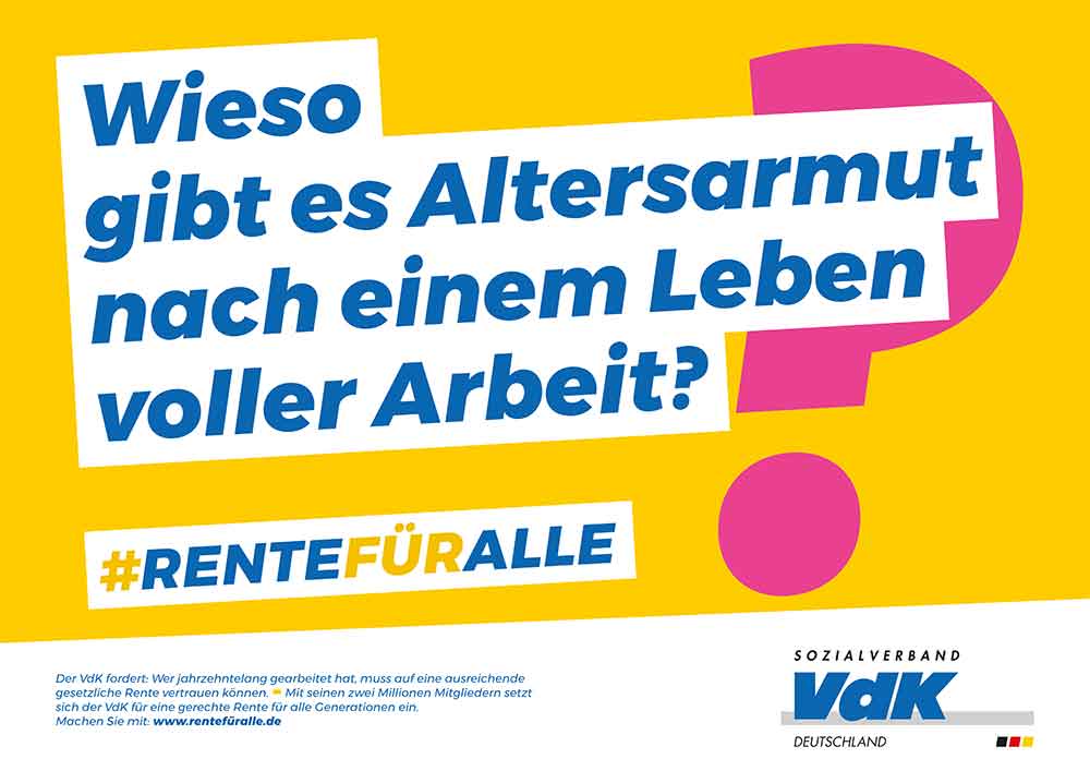 Sozialverband VdK startet unter dem Hashtag #Rentefüralle Rentenkampagne