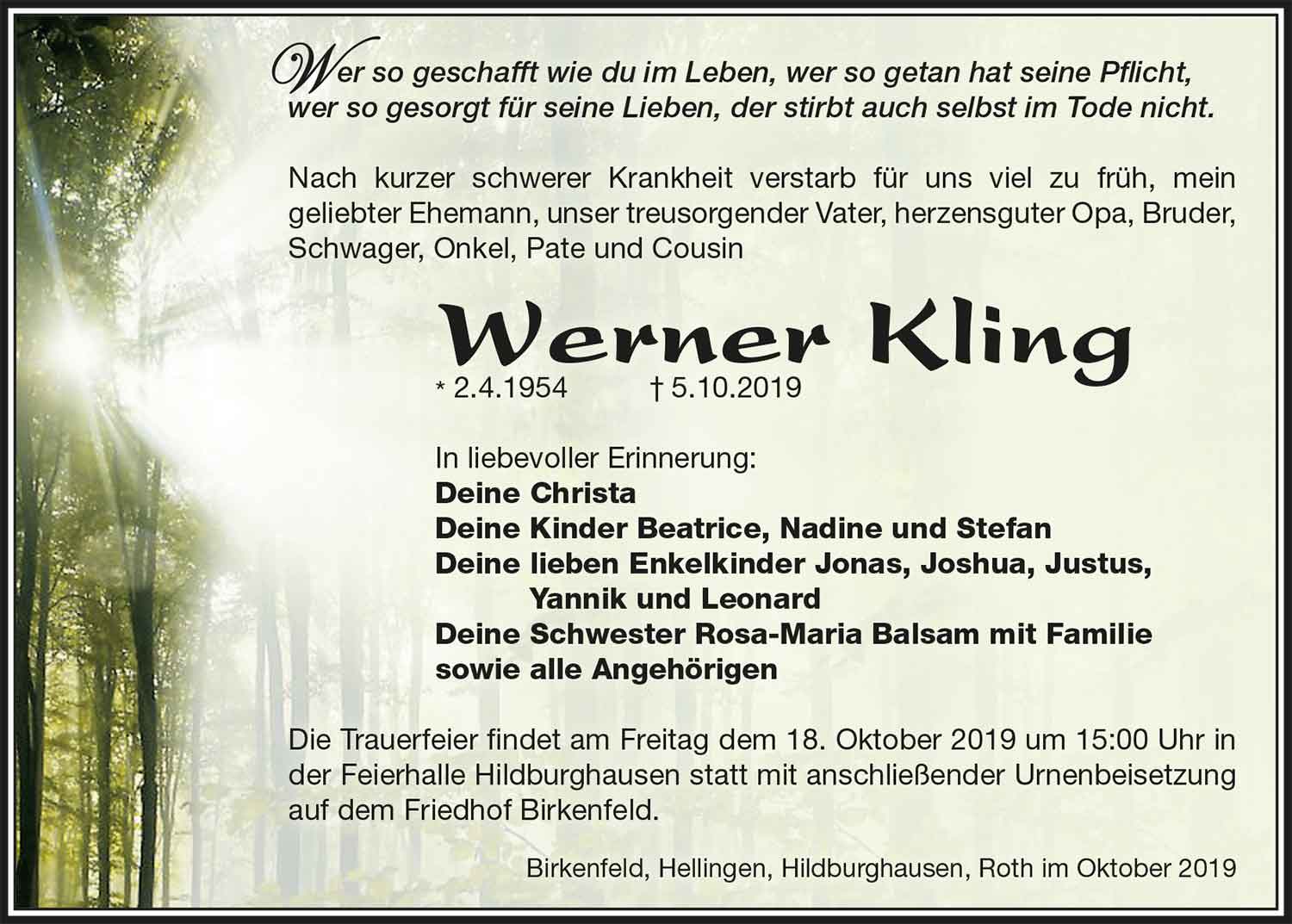 Trauer_Werner_Kling