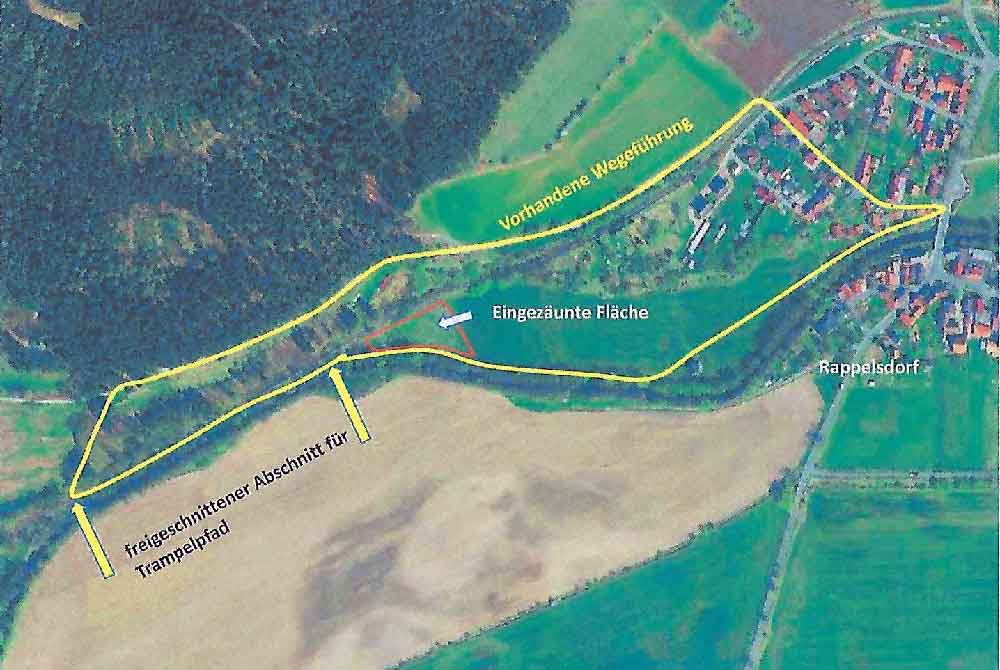 Hindernisse beim geplanten Fußweg/Naturlehrpfad Rappelsdorf