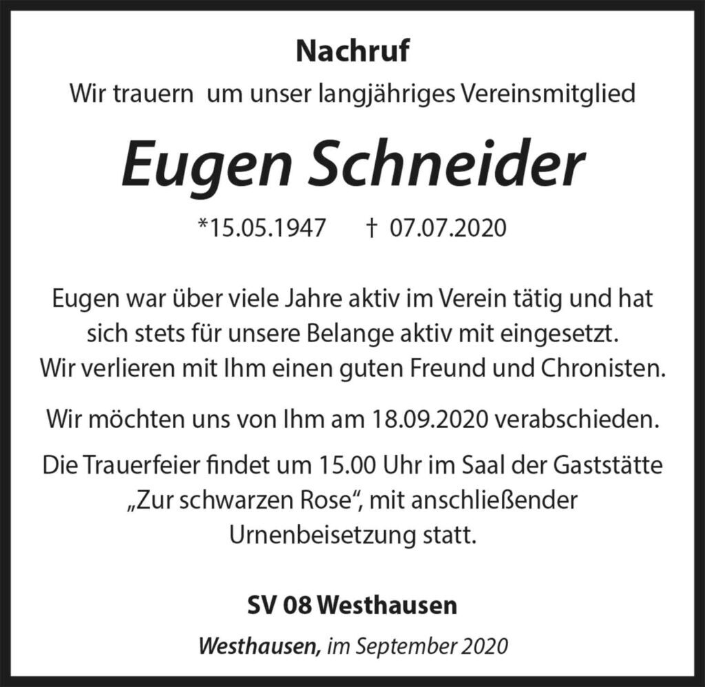Eugen Schneider Südthüringer Rundschau • Meinungsfreudig. Unabhängig