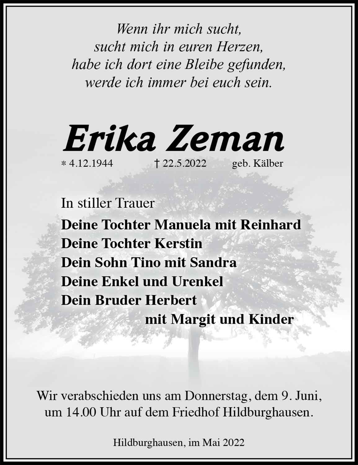 Trauer_Erika_Zeman